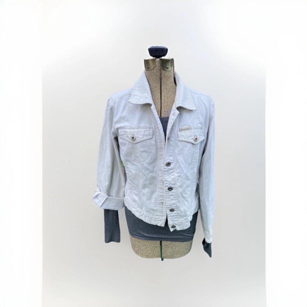 Authentic TOUGH MOTHER JEANS by Columbia Eggshell Canvas Denim Jacket Size M